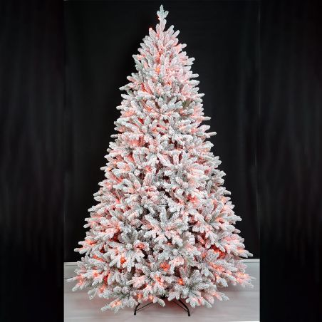 Künstlicher Weihnachtsbaum, beschneit, 3D-Zweige, RGB-LED mit 32 Modi, 250 cm, Fernbedienung, Metallständer, 4186 Zweige, Polar