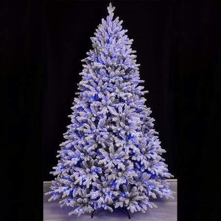 Künstlicher Weihnachtsbaum, beschneit, 3D-Zweige, RGB-LED mit 32 Modi, 250 cm, Fernbedienung, Metallständer, 4186 Zweige, Polar
