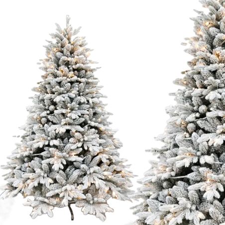 Künstlicher Weihnachtsbaum, beschneit, 3D-Zweige, RGB-LED mit 32 Modi, 250 cm, Fernbedienung, Metallständer, 4186 Zweige, Polar