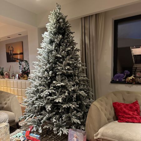 Künstlicher Weihnachtsbaum, beschneit, 3D-Zweige, RGB-LED mit 32 Modi, 250 cm, Fernbedienung, Metallständer, 4186 Zweige, Polar