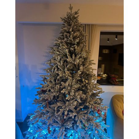 Künstlicher Weihnachtsbaum, beschneit, 3D-Zweige, RGB-LED mit 32 Modi, 250 cm, Fernbedienung, Metallständer, 4186 Zweige, Polar