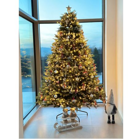 Premium Weihnachtsbaum, 3D-Zweige, 220 cm, Metallständer inklusive, Ego-Normandian PE