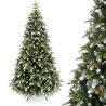 Premium-Weihnachtsbaum, 3D-Zweige, 220 cm, Zapfen, Lorbeerbeeren und Schnee, inkl. Metallständer