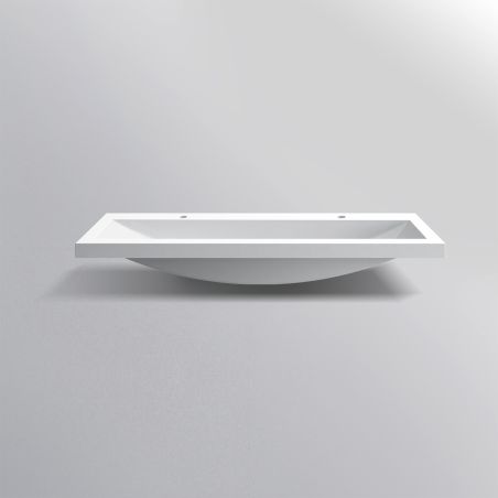 Doppelwaschbecken Fabio, Mineralkomposit, Halb-Einbaumontage, 100x36 cm Doppelwaschbecken Fabio, Mineralkomposit, Halb-Einbaumontage, 100x36 cm