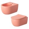 WC- und Bidet-Set, Lachsrosa, halbmatte Oberfläche, Power Color, hängende Montage, 49x36 cm, Michael-Kollektion WC- und Bidet-Set, Lachsrosa, halbmatte Oberfläche, Power Color, hängende Montage, 49x36 cm, Michael-Kollektion