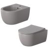 WC- und Bidet-Set, Grau, halbmatte Oberfläche, Power Color, hängende Montage, 49x36 cm, Michael-Kollektion
