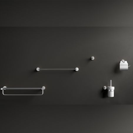 Toilettenbürste mit Wandhalterung, Chrom, Messing, Keramik, Apolo