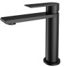 Waschbeckenarmatur, Mattschwarz, mit Perlator, Edelstahl, Waschbeckenmontage, Sereno