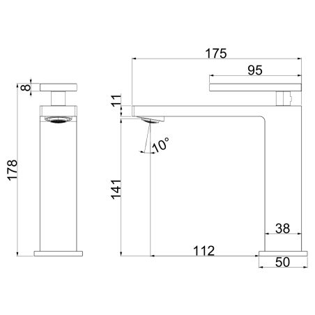 Waschbeckenarmatur, Nickel Matt, mit Perlator, Edelstahl, Waschbeckenmontage, Armonia