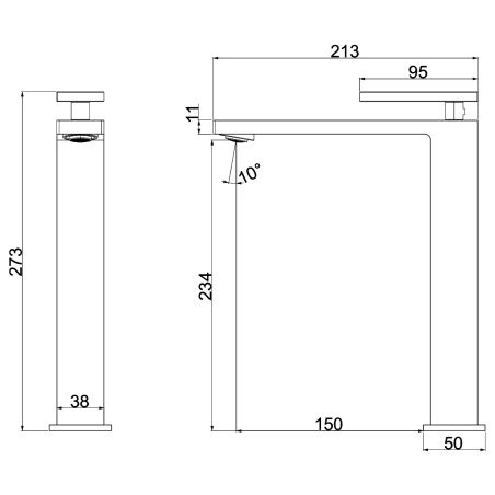Waschbeckenarmatur, Mattgold, mit Perlator, Edelstahl, Aufsatzmontage, Armonia