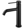 Waschbeckenarmatur, Mattschwarz, mit Perlator, Edelstahl, Waschbeckenmontage, Fino
