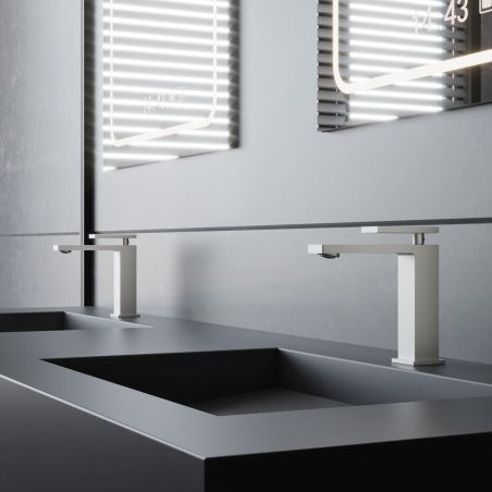 Waschbeckenarmatur, Nickel Matt, mit Perlator, Edelstahl, Waschbeckenmontage, Armonia