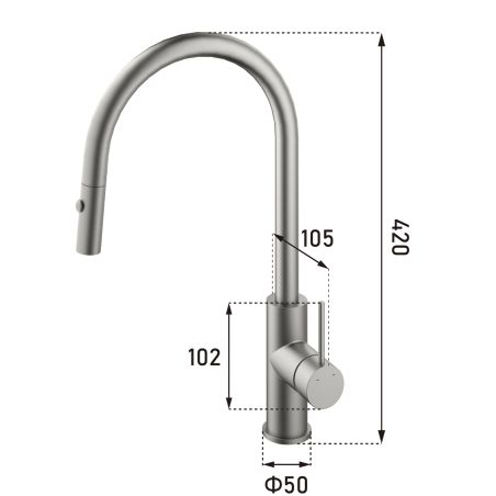 Küchenarmatur, Edelstahl, 360° schwenkbarer Auslauf, 2 Strahlarten, Nickel Matt, Amato