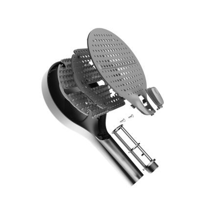 Dusch- und Badewannensystem mit Thermostat, Piano-Tasten, 3 Funktionen, LED, hydraulische Versorgung, Gun Grey, Serafino