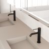 Waschbeckenarmatur, Mattschwarz, mit Perlator, Edelstahl, Waschbeckenmontage, Fino