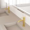 Waschbeckenarmatur, Mattgold, mit Perlator, Edelstahl, Waschbeckenmontage, Fino