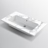 Waschbecken, Mineralverbund, Glänzend Weiß, halb eingelassene Montage, mit Armaturloch, 61-91x46 cm, Cortina