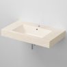 Waschbecken Elsa, Mineralwerkstoff, Aufsatz- oder Wandmontage, Creme Matt, Schieferoptik, mit Hahnloch, 80-100x49,2-53,3 cm