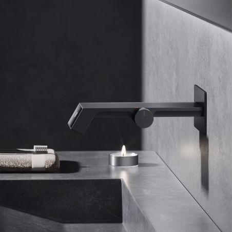 Waschbeckenarmatur Luna, Wasserfall-Effekt, LED-Display, Temperaturanzeige, hydroelektrisch, Unterputzmontage, Gun Grey