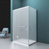 Duschkabine EGO-04, satiniertes Festteil & Pendeltür, 8 mm Sicherheitsglas, 120-140x80-90 cm, links/rechts montierbar