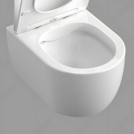 WC-Schüssel EGO Michael Rimless, 49x37 cm, Weiß glänzend, hängende Montage, Soft-Close-Duroplast-Deckel zum einfachen Abnehmen