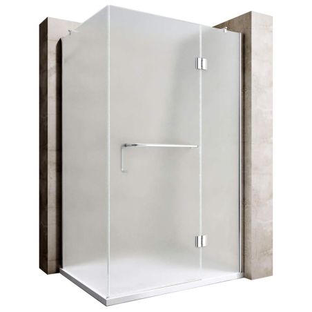 Duschkabine EGO-04, satiniertes Festteil & Pendeltür, 6 mm Sicherheitsglas, 120-140x80-90 cm, links/rechts montierbar