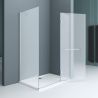 Duschkabine EGO-04, satiniertes Festteil & Pendeltür, 8 mm Sicherheitsglas, 120-140x80-90 cm, links/rechts montierbar