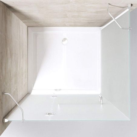 Duschkabine EGO-04, satiniertes Festteil & Pendeltür, 8 mm Sicherheitsglas, 120-140x80-90 cm, links/rechts montierbar