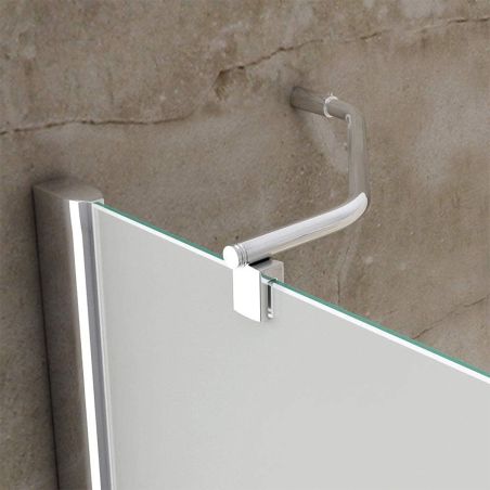 Duschkabine EGO-04, satiniertes Festteil & Pendeltür, 8 mm Sicherheitsglas, 120-140x80-90 cm, links/rechts montierbar