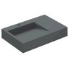 Waschbecken EGO 11, Anthrazit Matt, 75x50 cm, Marmorkomposit, Aufsatz-/Wandmontage, versteckter Abfluss, mit Hahnloch
