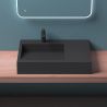 Waschbecken EGO 11, Anthrazit Matt, 75x50 cm, Marmorkomposit, Aufsatz-/Wandmontage, versteckter Abfluss, mit Hahnloch