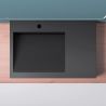 Waschbecken EGO 11, Anthrazit Matt, 75x50 cm, Marmorkomposit, Aufsatz-/Wandmontage, versteckter Abfluss, mit Hahnloch