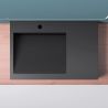 Waschbecken EGO 11, Anthrazit Matt, 75x50 cm, Marmorkomposit, Aufsatz-/Wandmontage, versteckter Abfluss, mit Hahnloch