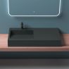 Waschbecken EGO 11, Anthrazit Matt, 100x50 cm, Marmorkomposit, Aufsatz-/Wandmontage, versteckter Abfluss, mit Hahnloch