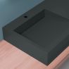 Waschbecken EGO 11, Anthrazit Matt, 100x50 cm, Marmorkomposit, Aufsatz-/Wandmontage, versteckter Abfluss, mit Hahnloch