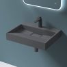 Waschbecken EGO 19, Anthrazit Matt, 50-80 cm, Marmorkomposit, Aufsatz-/Wandmontage, mit Hahnloch