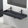 Doppelwaschbecken EGO 19, Anthrazit, matt, 120 cm, Mineralguss, wandhängend oder aufgesetzt, mit zwei Armaturlöchern