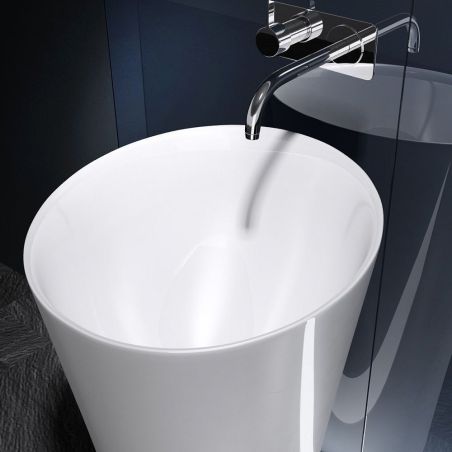 Standwaschbecken EGO 33, Weiß, glänzend, 50,5x50,5x88 cm, Bodenmontage, Marmorverbund