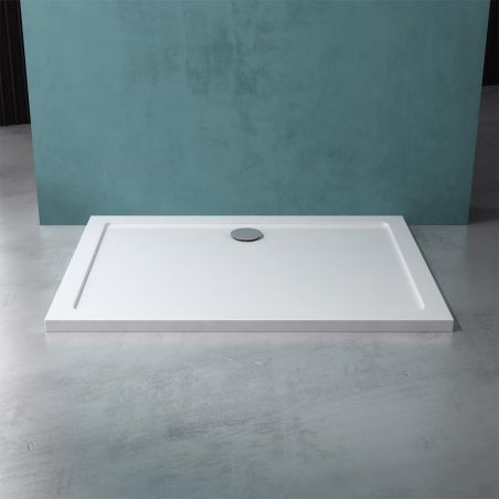 Rechteckige Slim-Duschwanne, inkl. Siphon, 4 cm Höhe, Größen von 80-90x100-160 cm, Sanitäracryl, EGO-FARO