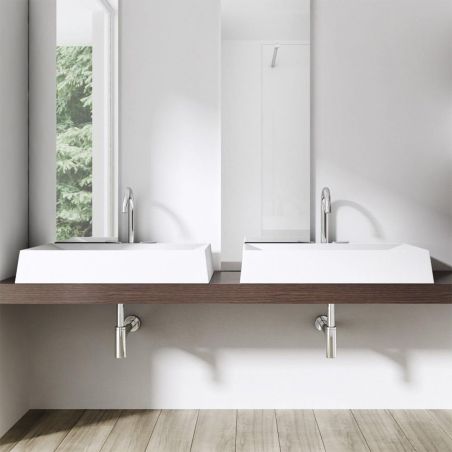 Waschbecken EGO 16, Marmorverbund, Aufsatzmontage, verdeckter Ablauf, 70x46 cm