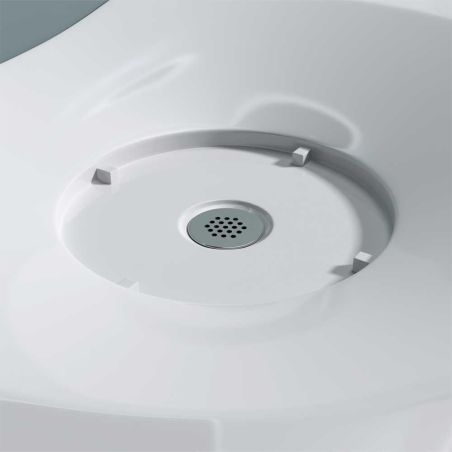 Waschbecken EGO 15R, Weiß, glänzend, verstecker Abfluss, Aufsatz- oder Wandmontage, Marmorkomposit, Hahnloch rechts