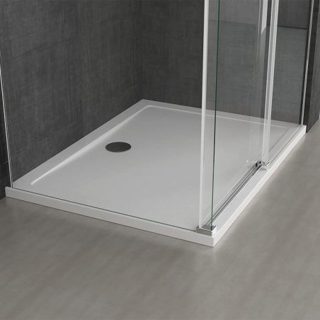 Duschkabine, wendbar, Festwand und Schiebetür, 8 mm Sicherheitsglas, wählbare Größe, EGO-17