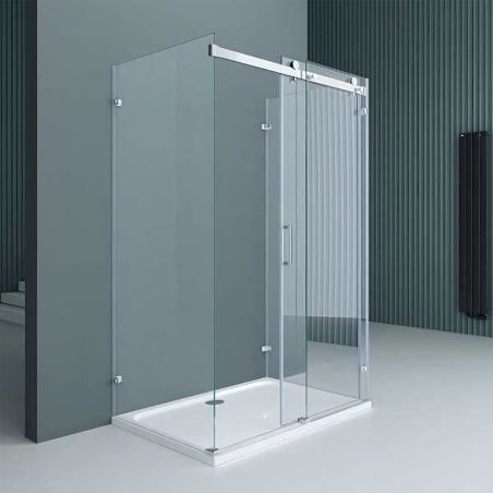 Duschkabine, 3 Seiten, Schiebetür, 8 mm Glas, Nano-Beschichtung, Maße nach Wahl, EGO-17-2U