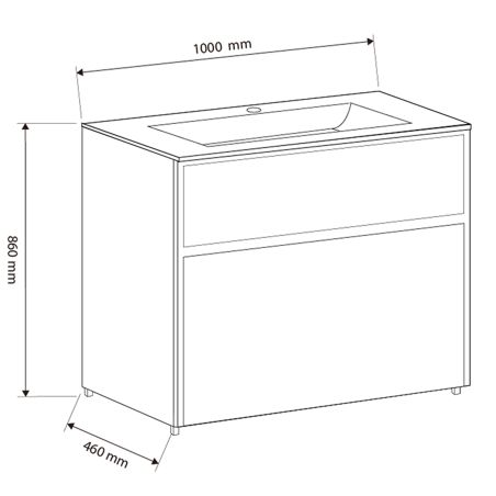 Badezimmermöbel mit Waschbecken, Schichtholz, 100x46 cm, 2 Schubladen mit Soft-Close, Eichen-Finish, Bianca