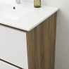 Badezimmermöbel mit Waschbecken, Schichtholz, 80x46 cm, 2 Schubladen mit Soft-Close, Weiß Eiche, Costa