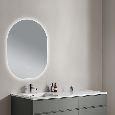 LED-Spiegel, Anti-Beschlag und Touch-Taste, 5 mm, 3 Lichtfarben, Einstellbare Helligkeit, Größen 60x80-70x100 cm, Fiore