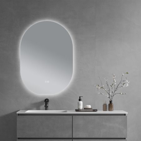 LED-Spiegel, Anti-Beschlag und Touch-Taste, 5 mm, 3 Lichtfarben, Einstellbare Helligkeit, Größen 60x80-70x100 cm, Fiore