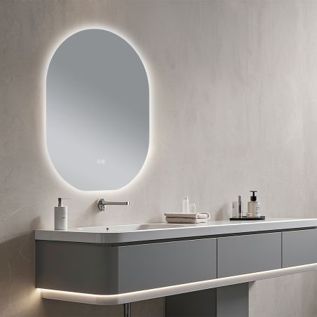 LED-Spiegel, Anti-Beschlag und Touch-Taste, 5 mm, 3 Lichtfarben, Einstellbare Helligkeit, Größen 60x80-70x100 cm, Fiore