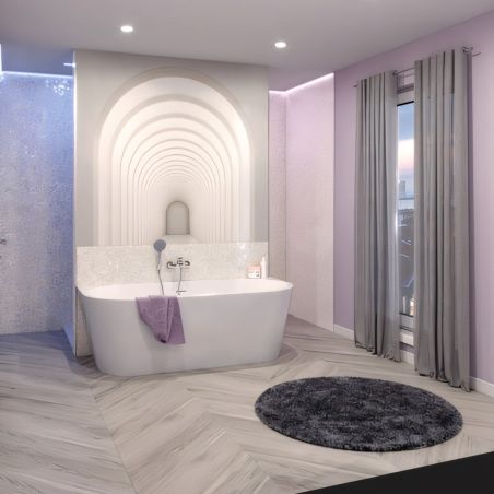 Freistehende Badewanne, glänzend Weiß, thermoaktives Acryl, 170x75 cm, EGO 519