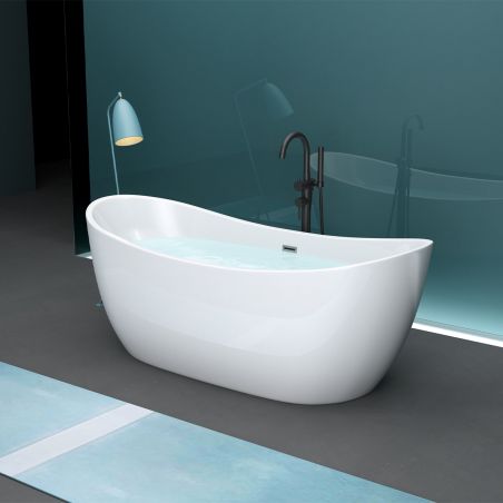 Freistehende Badewanne, glänzend Weiß, thermoaktives Acryl, 180x80 cm, EGO 502